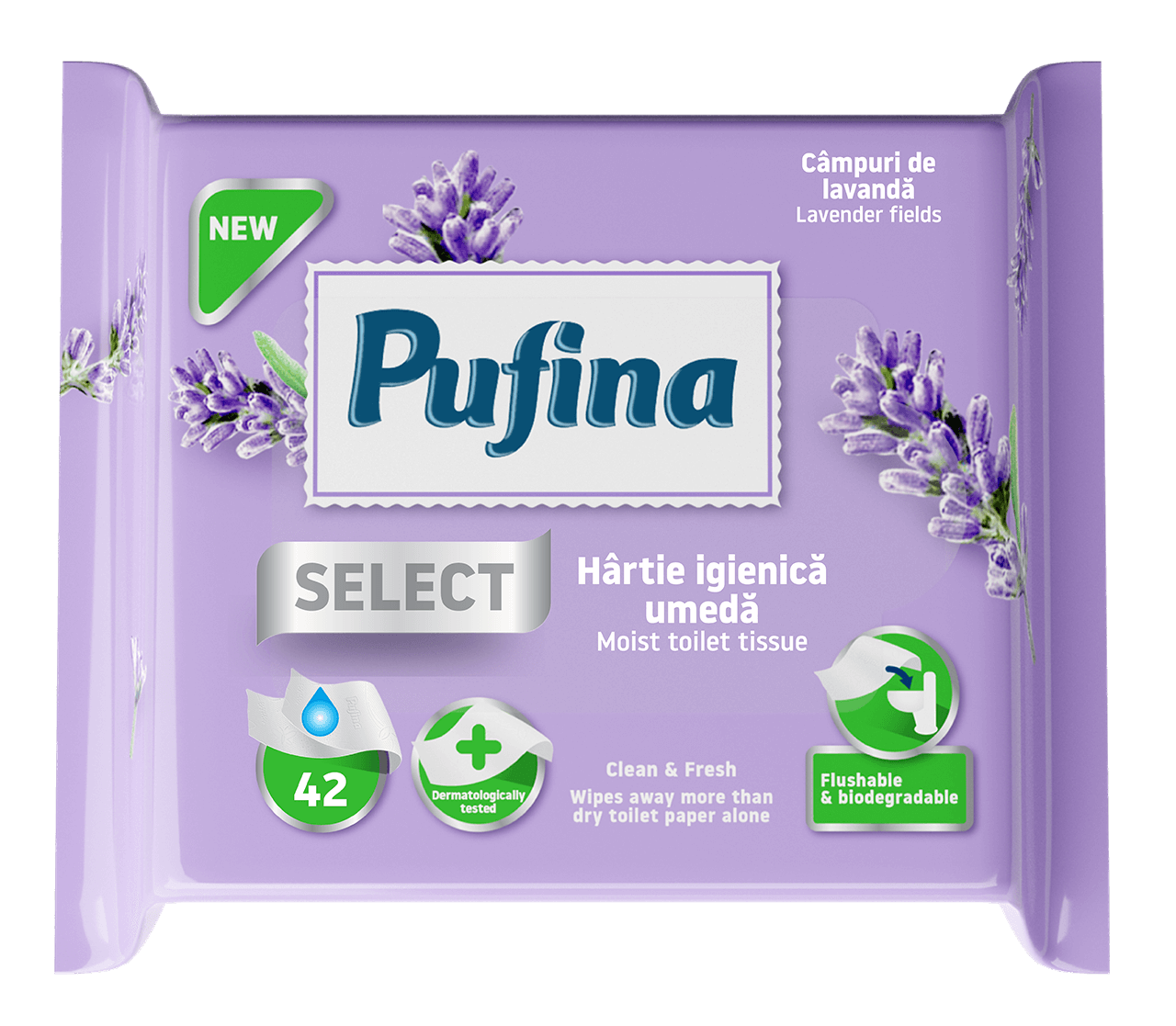 Pufina Moist Toilet Tissue Lavender 1